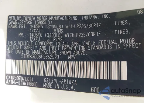 2015 Toyota Sienna Xle Premium 8 Passenger from USA, damaged, VIN 5TDYK3DC6FS652923